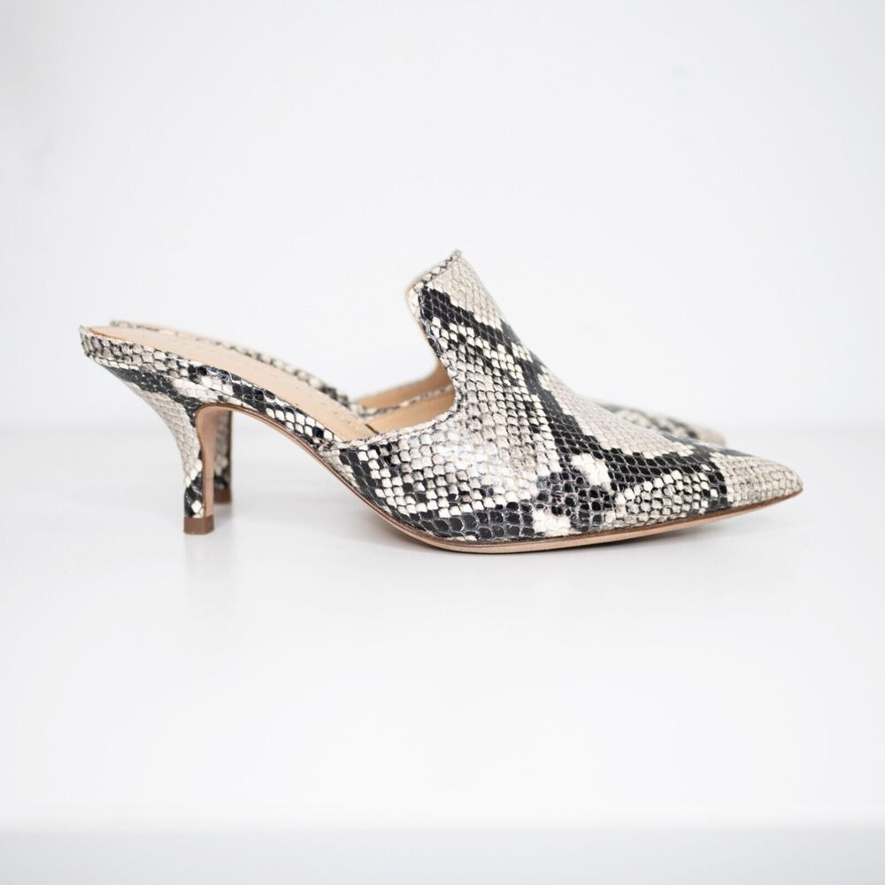 Veronica Beard Pearla Mules Python Snake Embossed… - image 3